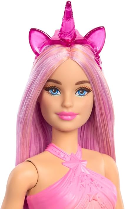 Barbie Unicorn Doll with Pink Fantasy Hair, Colorful Outfit & Unicorn-Themed Accessories, HRR13
